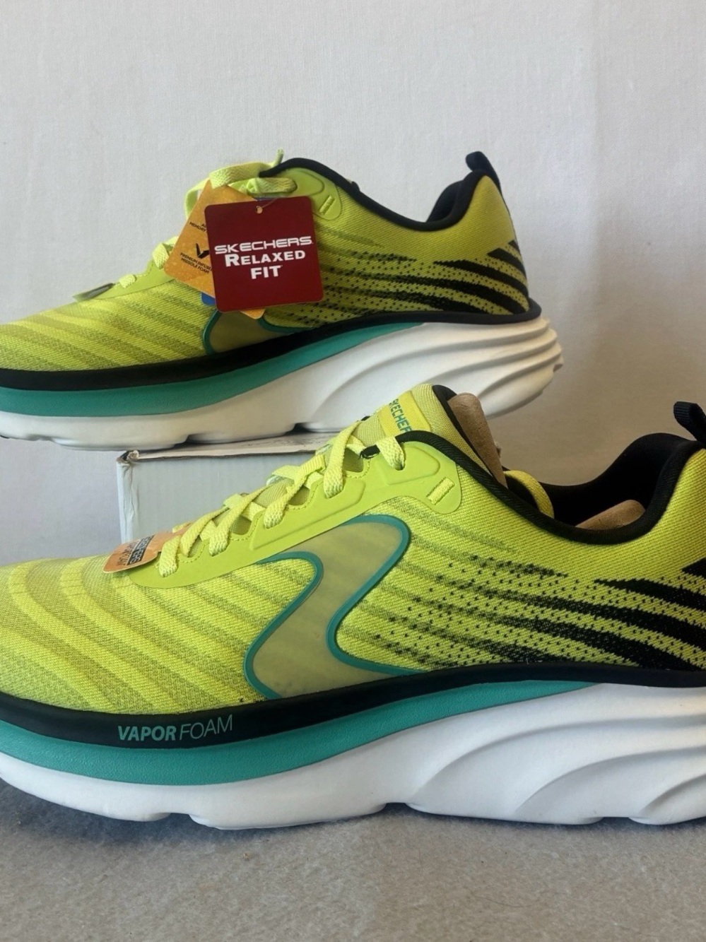 Skechers Neon Yellow and Teal Vapor Foam Athletic Sneakers size 11